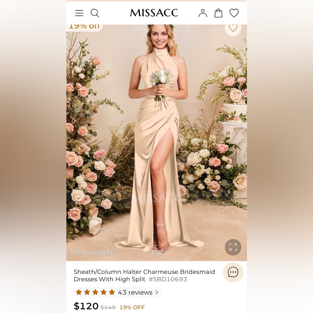 Gold Asymmetrical Ruched Halter Maxi Gown